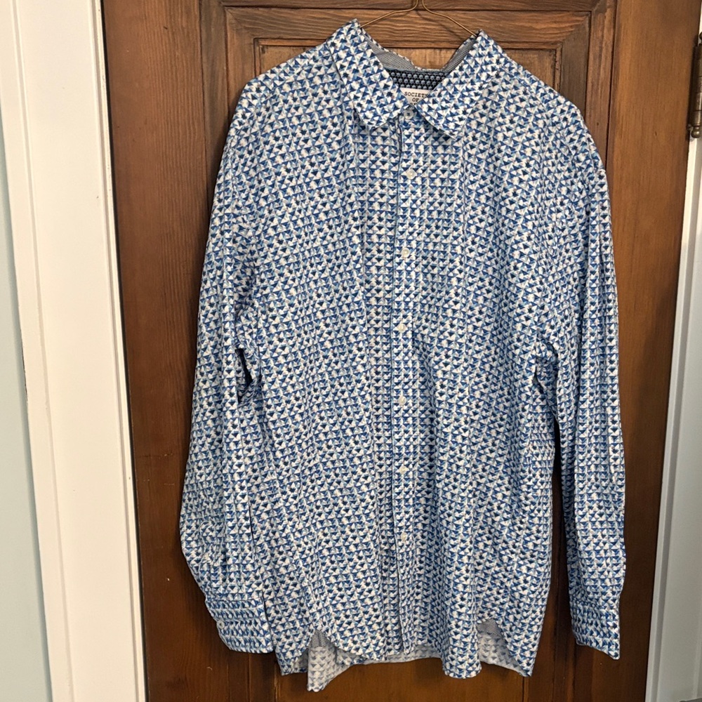 Society Of Threads Blue and White Casual Shirt